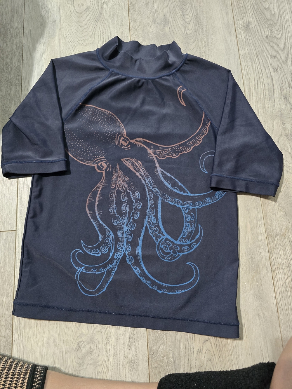Cherokee Navy Kids Octopus Rash Guard with Blue Accent